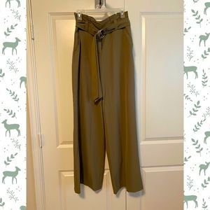 New York and Company Paperbag Waist olive pants